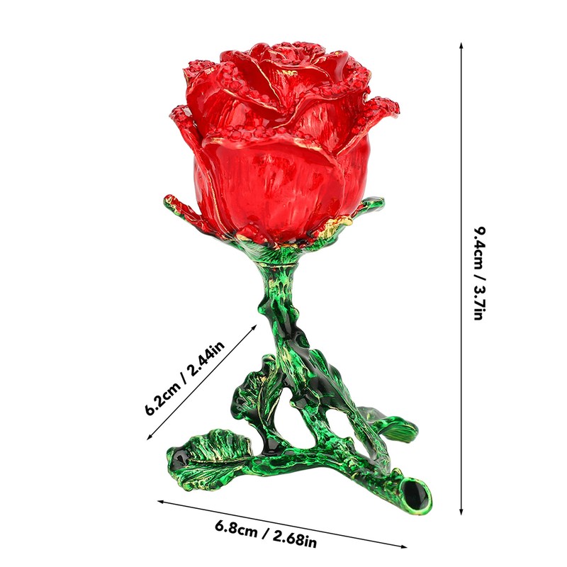 Jewelry Box Rose Shaped Rhinestone Delicate Retro Ring Earring Storage