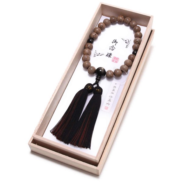 Nenjudo Men's Buddhist Prayer Beads Made in Japan, Tagaya-san Golden Obsidian Pure Silk Fo Mala Bag Included, Handmade for All Sects, High Quality, Domestic Meiro, Made in Japan, Made in Japan, Long Lasting Beads Maker for More Than 80 Years