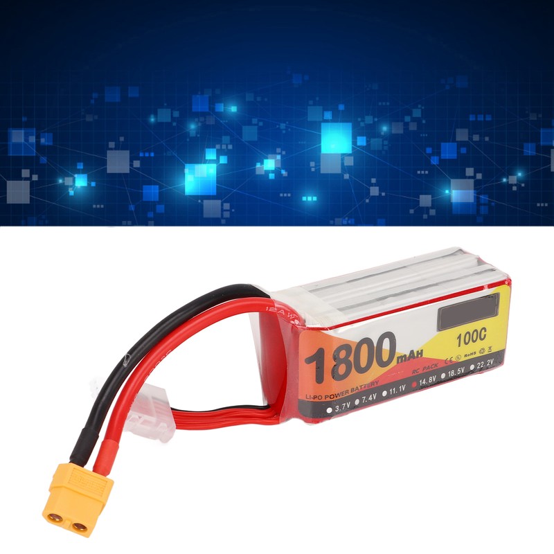 1800mAh Lipo Battery 100C Discharge Rate 14.8V 4S XT60 Plug