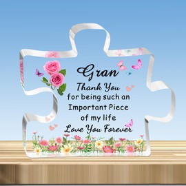 JMIMO Gran Gifts Gran Puzzle Gran Birthday Gifts Christmas Mothers Day Presents for Gran from Grandson Granddaughter - Thank You For Being Such An Important Piece Of My Life