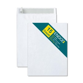 Tyvek Sobres de 10 x 13 pulgadas, resistentes a desgarros, construcción Tyvek® y fácil cierre autoadhesivo, color blanco brillante, paquete de 15 unidades, 10 x 13 pulgadas