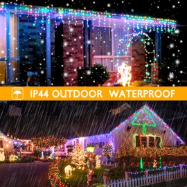 AGIRL 400 LED Icicle Lights Outdoor 32.8Ft 75 Drops Icicle Christmas Lights 8 Modes Waterproof Fairy String Lights for Indoor Bedroom Garden Wedding Porch Decoration