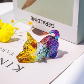 Mhomey Crystal Glass Animal Figurine, Collectible Table Decor, Office Decorative Piece (Pink)