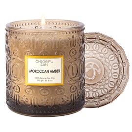 Chloefu LAN Amber Candles for Home Scented, Candles Gifts for Women & Men, Luxury Glass Jar Candles, Natural Soy Candles, Home Decor, 55 Hours Long Burning, 8.1 oz