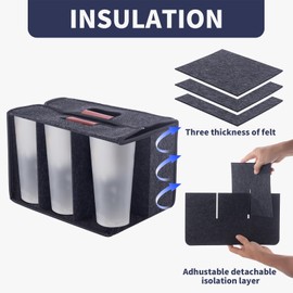 Foyego 6 Cup Drink Carrier with handle, Reusable Insulated Drink Caddy Drink Holder for Car, Folding Portable Coffee Cup Holder Bag for Travel and Delivery