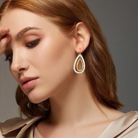 TOVABA Two Tone Earrings for Women Gold and Silver Statement Earrings Trendy Drop Earrings Hypoallergenic Lightweight Dangle Earrings Boho Earrings for Women