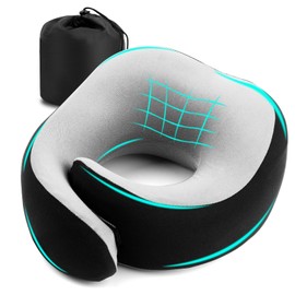 Mrsdry Travel Pillow, 360° Wrapped Travel Neck Pillow, 100% Pure Memory Foam Neck Pillow, Airplane Neck Pillows, Perfect Support, Soft and Breathable Pillows, Travel Accessories with Portable Bag