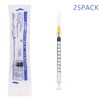 25 Pack 1ml Plastic Lab Syringes with 25Ga, for Scientific