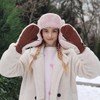 Harssidanzar Women's Sherpa Mitten Genuine Suede Outdoor Mitt Winter For