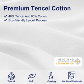 SUBRTEX TwinXL Tencel Sheet Set, 3 PC Cotton Tencel Lyocell Bed Sheets for TwinXL Size Bed, Silky Soft Bedding Sheets & Pillowcases Set, 16" Deep Pocket, Breathable & Cooling Sheets (TwinXL, White)
