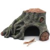 Reptile Hideouts Cave Habitat Decor, Hollow Tree Climing Ramp Basking