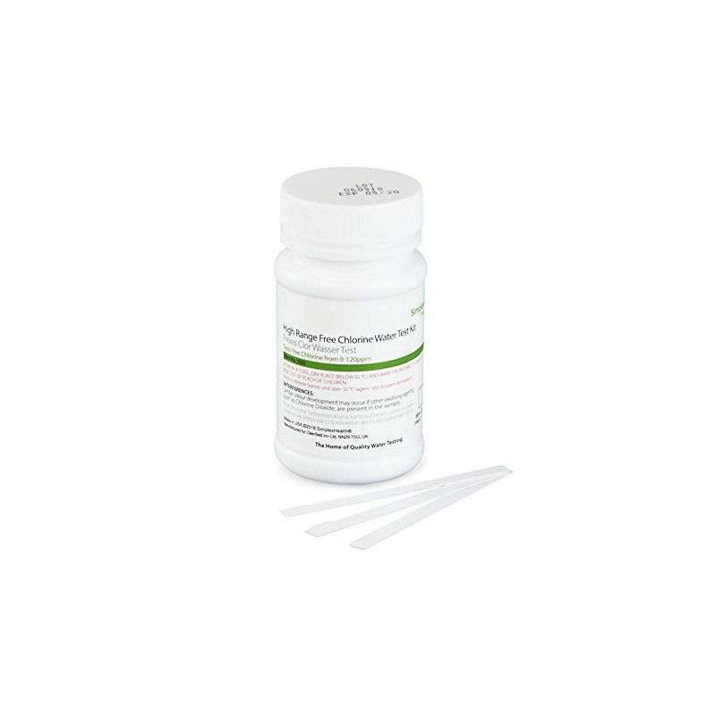 SimplexHealth Free Chlorine High Range Water Test Strips (50 Strips)