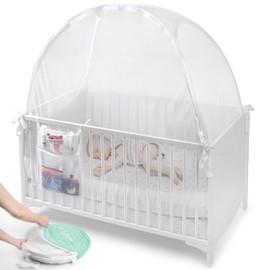 Baby Crib Tent to Keep Baby from Climbing Out – Breathable Cotton Mesh – Locking Zippers – Pop-Up Crib Canopy Net – Safe Anti-Climb Crib Cover – Izybu Crib Tent – Fits Standard 52” Cribs