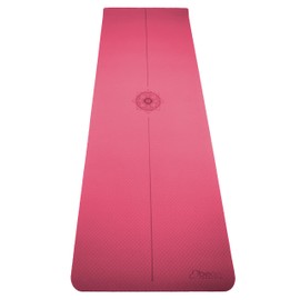 Bean Products SuperLite TPE Yoga Mat | Centering Mandala Design | Extra-long | Non-skid, Slip Resistant | Earth-friendly exercise gym mat | (6mm thick x 24” wide x 72” long) | Rose