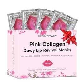 Joynest 30 Pieces Pink Gel Collagen Lip Mask Crystal Lip Pads For Moisturizing, Anti-Wrinkle, Anti-Aging, Firms & Hydrates Lips (Pink)