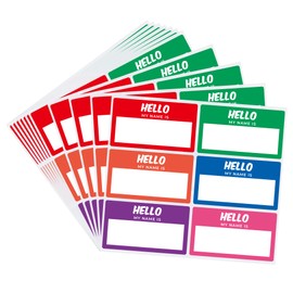 Aleplay 60 Pcs Hello My Name is Stickers Bright Colorful Trendy Name Badge Tag Labels for Office, Meeting,Party and Mailing 3-1/2 × 2 Inch - 6 Color Per Sheet,10 Sheets（Style C）