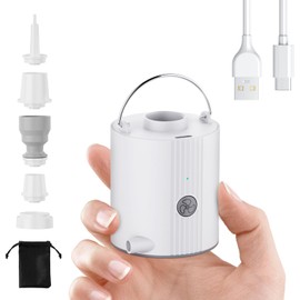 Portable and Mini Air Pump for Inflatables, Air Mattress Pump with High Power 1600mAh Battery USB Rechargeable,Inflate Deflate for Pool Floats, Air Bed, Swimming Ring, Vacuum Storage Bags