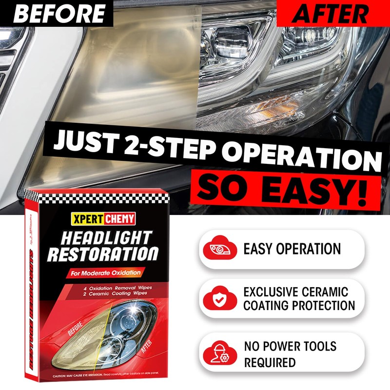 XPERTCHEMY Headlight Restorer Kit,Fast-2 Step Process Headlight Restoration Kit for