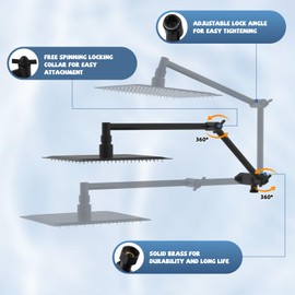 Metal Rain Shower Head, 10” High Pressure Rainfall Shower Head with Handheld Spray Combo, 10-Setting Handheld Built-in Power Wash, 16" Adjustable Extension Arm, 71" Hose, 3-Way Diverter, Matte Black