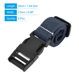 sourcing map Utility Strap with Buckle 1x20 Inch Polyester Quick Release Adjustable Belt for Travel Outdoor Bag Luggage Packing (Navy Blue, Pack of 2)