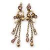 Antique Gold Bead Chain Earrings/Vintage Inspired/ 70mm L