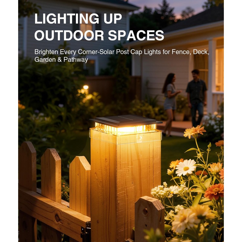 ENSLI 12 Pack 4x4 Solar Post Cap Lights Outdoor, Fence