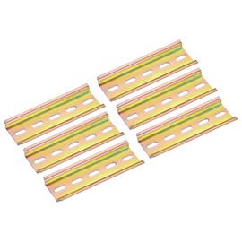 MECCANIXITY 6 Pcs DIN Rail Slotted Iron Mounting Guide 4"(100mm) Long 35mm Wide 7.5mm High Bronze Tone