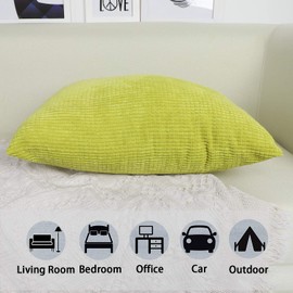JOTOM Solid Color Corduroy Waist Throw Pillow Case Corn Kernels Soft Cushion Cover for Home Decorative Couch Sofa,45x45cm,Set of 4(Corn Kernels|Green)