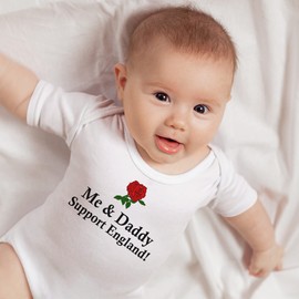 Me and Daddy Support England Babygrow Rugby Baby Boy Girl English Vest Cup, 3-6 Months, White