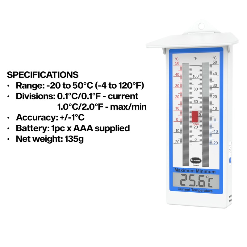 Digital Greenhouse Thermometer - Max Min Thermometer for Greenhouse or