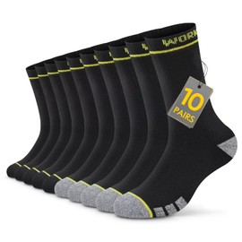 TUUHAW Work Socks Men's Socks 10 Pairs Cotton Long Functional Socks Work Socks, Black x 5+ grey x 5