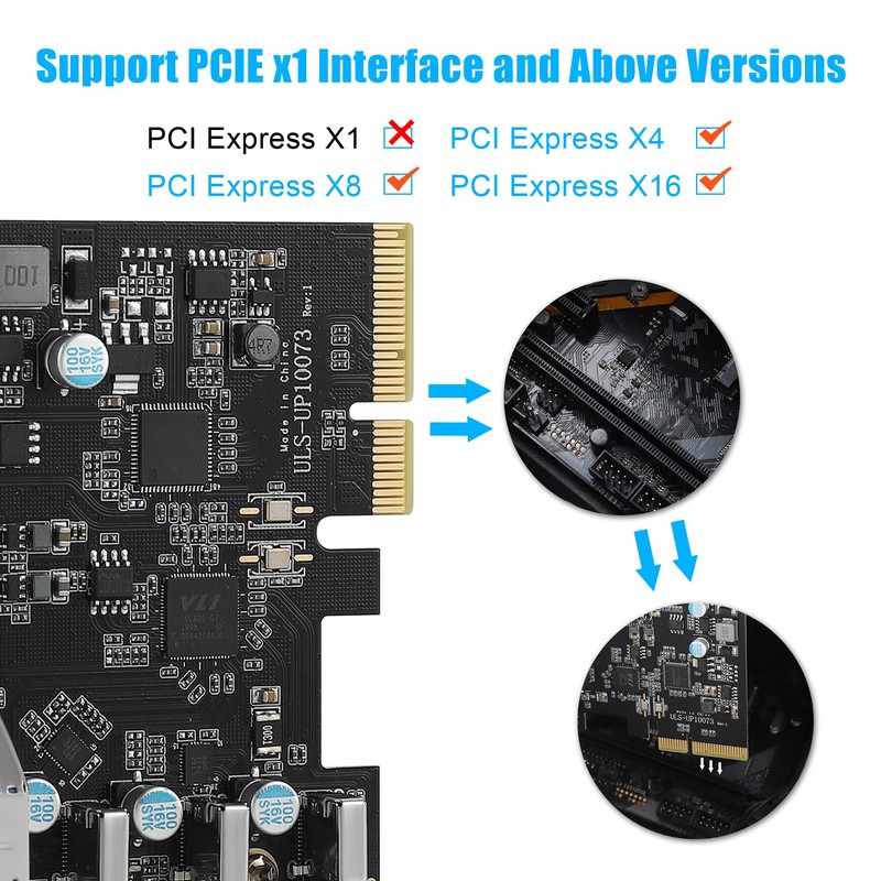PCIe to USB 3.2 Gen 2 Card 7-Port(4A +3C), 10Gbps