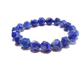 Leaf Stone [Brings Good Luck! Genuine Lapis Lazuli for Your Arms!] Cut Lapis Lazuli Bracelet, Men's, Women's, Power Stone, Natural Stone, 0.4 inches (10 mm) (For Purification, Rough Stone), Stone