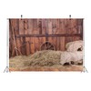 CORFOTO Fabric 8x6ft Western Barn Backdrop Photography Hay Log Cabin
