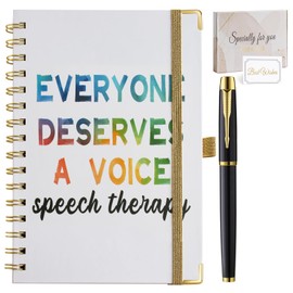 Muzuis Speech Therapy Gifts, Speech Therapy Spiral Notebook Journal with Pen Everyone Deserves a Voice SLP Gifts Speech Therapist Gift Speech Language Pathologist Gifts