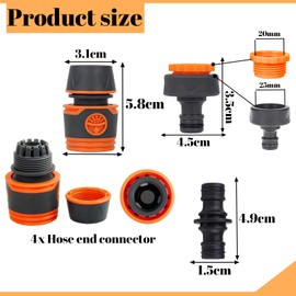 6pcs Garden Hose Pipe Connector for Tap,Hose Pipe Connectors Fittings Set,Outside Tap to Hose Connector Fittings Set-Quick Connector, Tap Adapter for Tap 3/4''&1/2'' 2 in 1