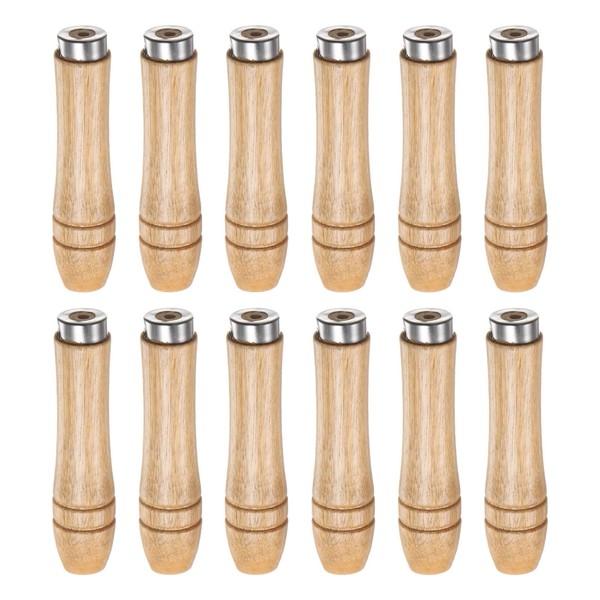 HARFINGTON 12pcs Wooden File Handle 3.66 Inch 4mm Round Hole