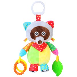 MEERO LONDON RC2201 Racoon Soft Newborn Activity Toy with Teether,Baby Pram Toy and Colourful Pushchair Toy,Newborn Sensory Toy for Baby Boys and Girls from 0+ Months