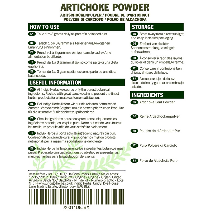 Indigo Herbs Artichoke Leaf Powder 100g