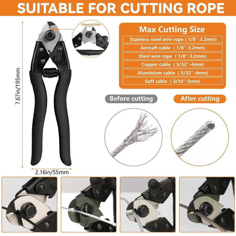 TooTaci Wire Rope Crimping Tool Kit, Include 14 inch Swaging