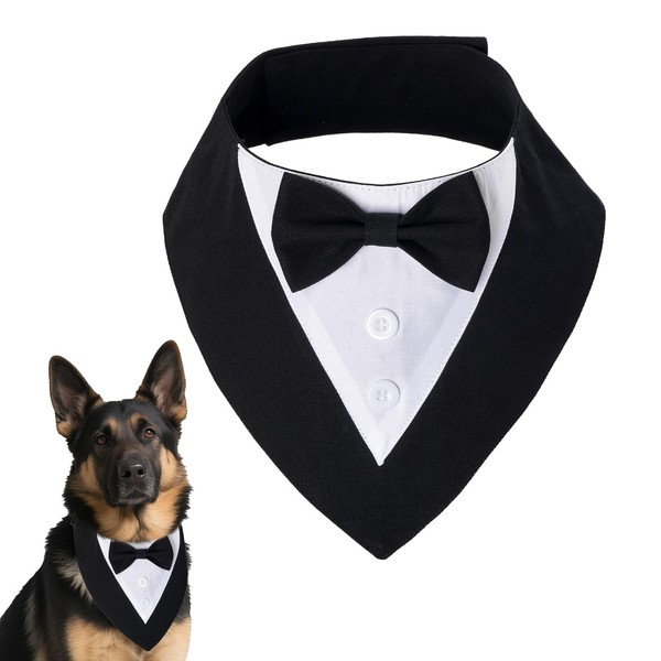 YKYUASD Dog Tuxedo Bandana Collar with Bow Tie Formal Wedding