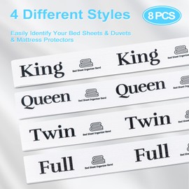 Yotako 8 Pieces Sheet Organizer for Linen Closet, Sheet Organizers and Storage Bed Sheet Organizer Bands Sheet Bands for Organizing (Queen King Twin Full)