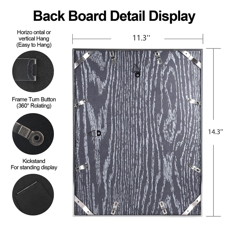 Fkvat 11x14 Silver Aluminum Picture Frame Fits 8x10 Mat HD