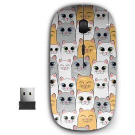 KAWAMOUSE 2.4G Ergonomic Portable USB Wireless Mouse for PC, Laptop, Computer, Notebook with Nano Receiver (Cats Gray)