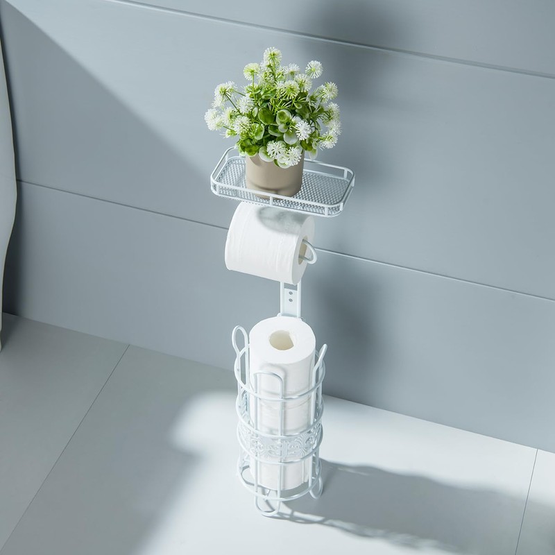 Toilet Paper Holder Free Standing, Adjustable Height, Tissue Paper Roll
