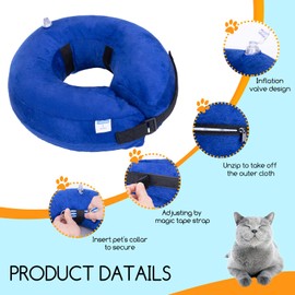 Nobleza Inflatable Dog Collar Dog Recovery Collar Inflatable Pet Protection Cover Collar Dog Neck Collar After Surgery Adjustable Pet Recovery Collar Dog Cone Collar for Large Dog and Cat, Blue