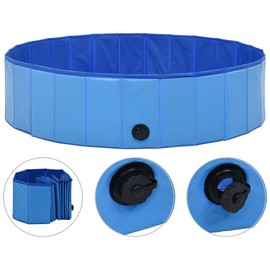 vidaXL Foldable Dog Swimming Pool - Blue 47.2"x11.8" - Premium PVC - Indoor/Outdoor Use - Cooling Summer Fun - Durable and Stable with Anti-Slip Surface for Pet Safety