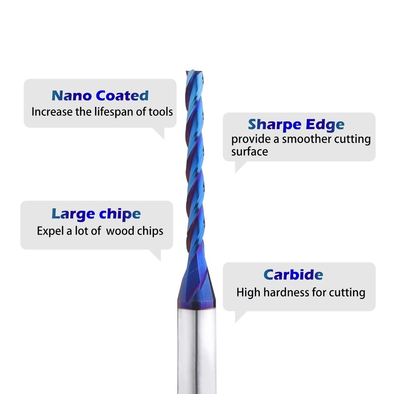 JXYUSXHJ VIC004 CNC Router Bit 3 Flutes Spiral Solid Carbide