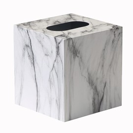 Metal Square Tissue Box lid, Modern Facial Tissue Holder for Bathroom Vanity Tops, Bedroom Dressers, Nightstands, Desks, Offices (Black)