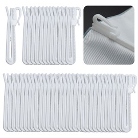 Fiyuer Curtain Hooks White Pack of 50 Curtain Hooks Gliders Adjustable White Plastic Curtain Hooks Curtain Hooks Curtain Rolls 7 mm